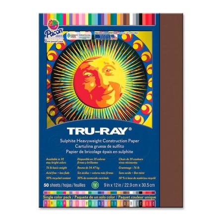 Pacon Pacon Tru-Ray Sulphite Construction Paper, 12inx9in, Dark Brown, 50 Sheets 103024